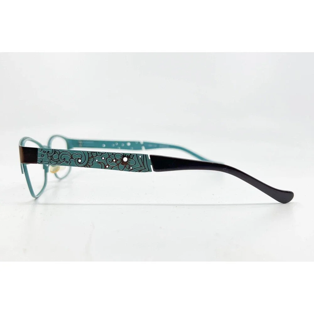 Karen Kane Eyeglasses Womens Brown Teal Fairy Moss Floral Filigree 52-17-135